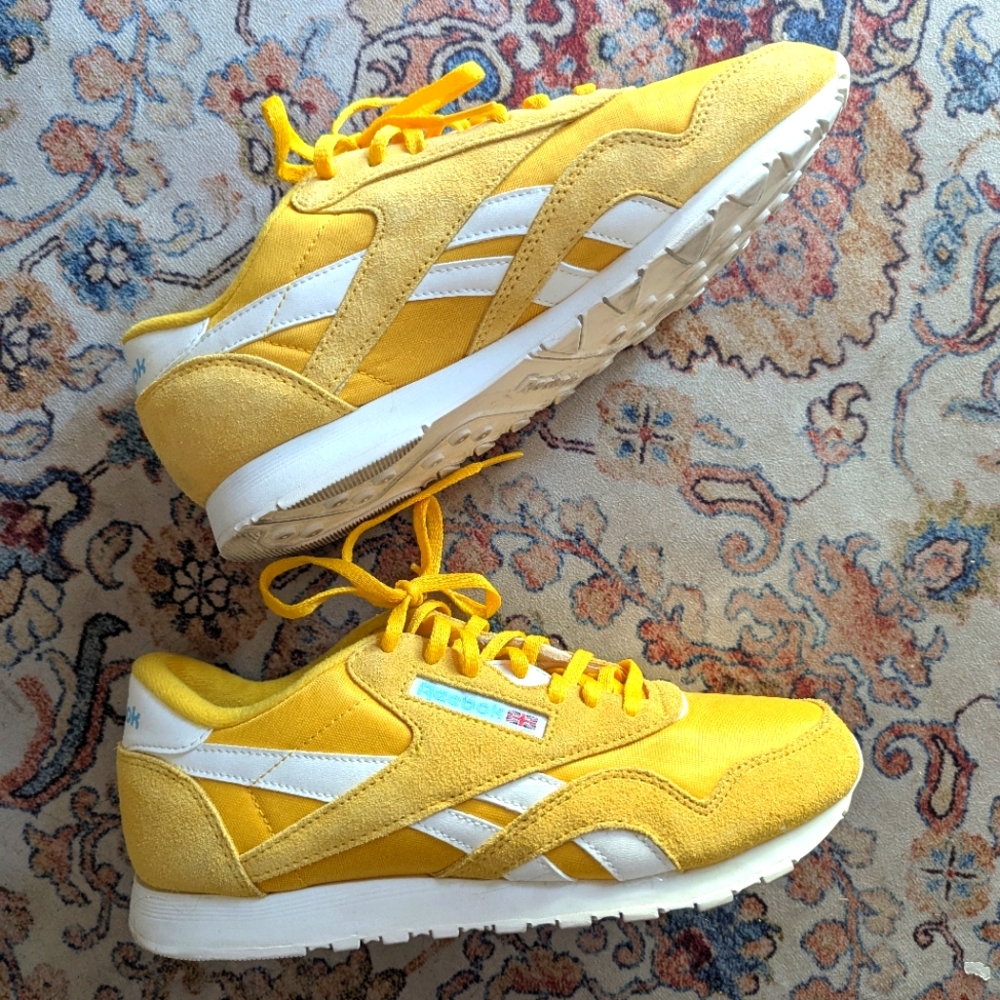 Reebok Yellow Suede Detail Sneakers